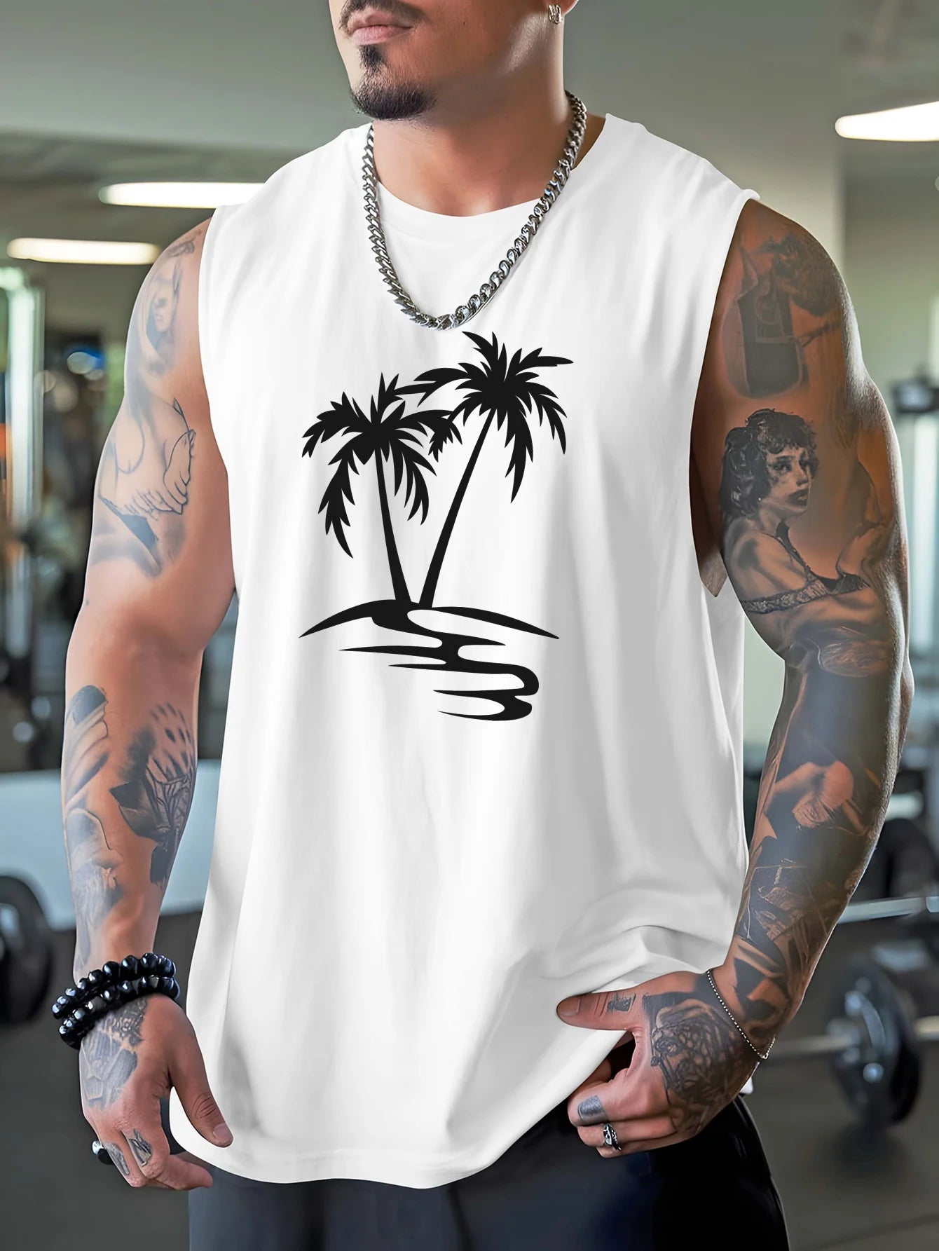 Men's Summer Palm Tree Fitness Tank Top
