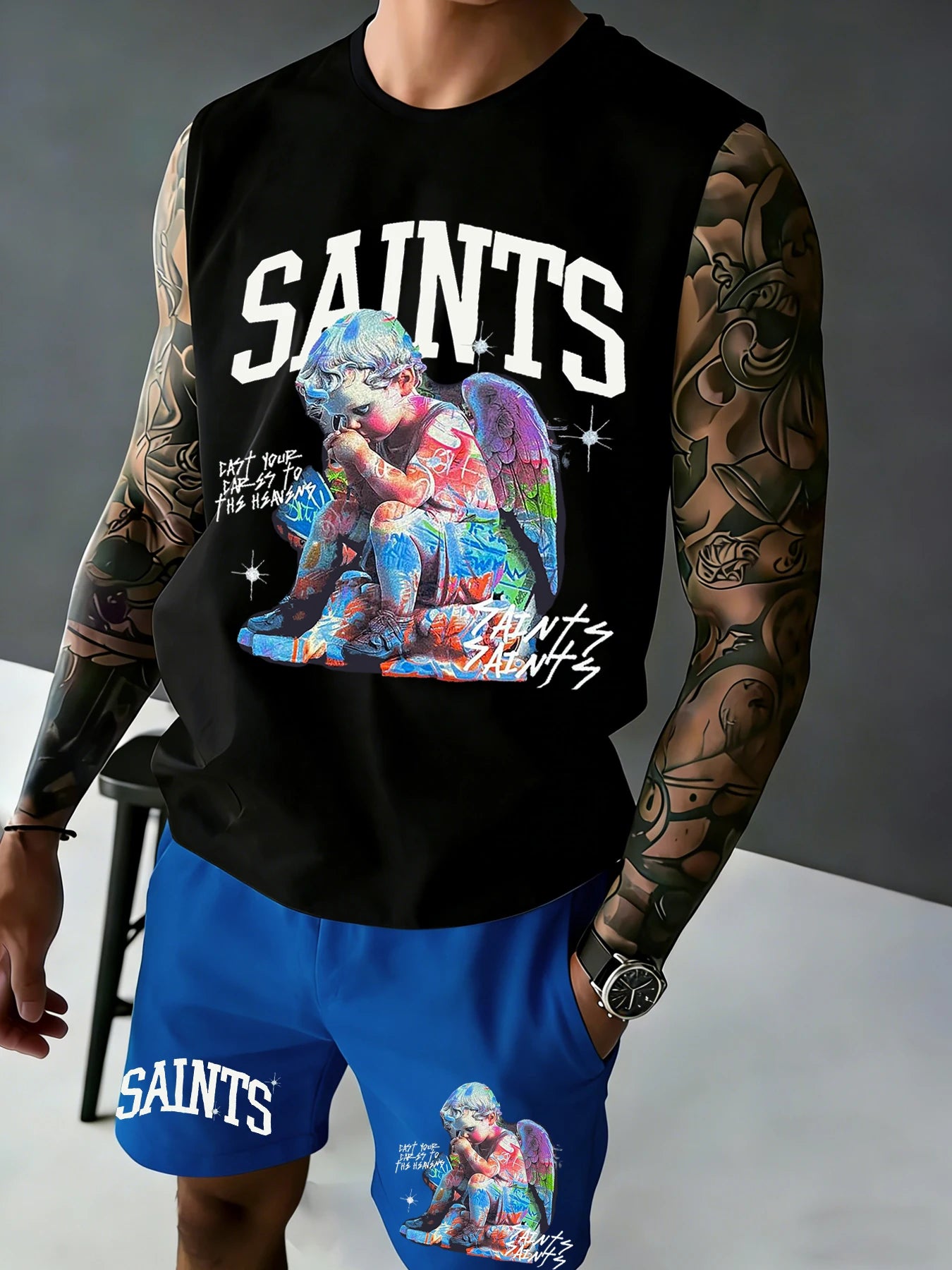 Men's "SAINTS" Angel Fitness Tank Top