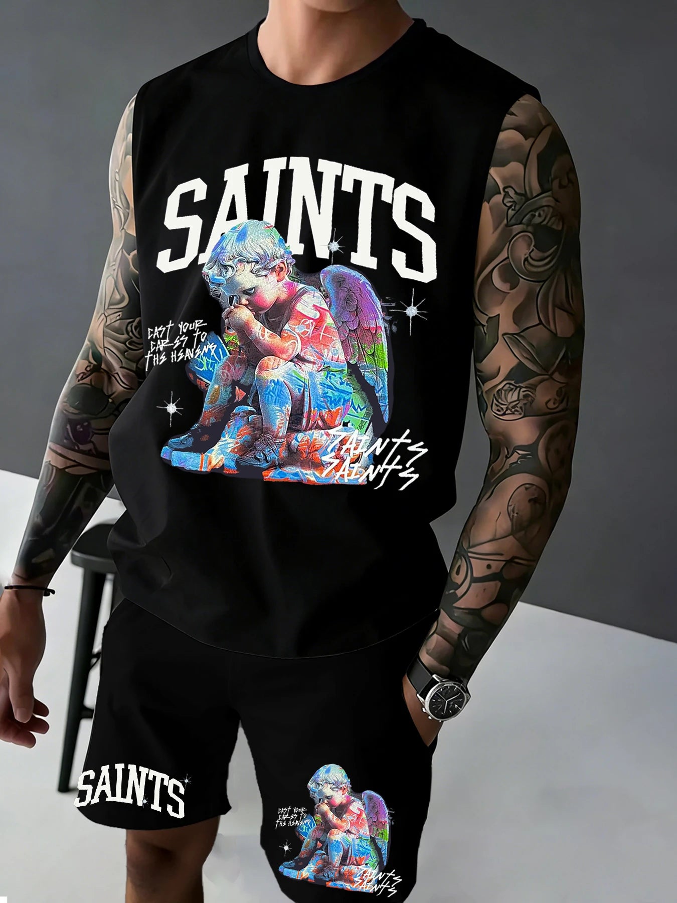 Men's "SAINTS" Angel Fitness Tank Top