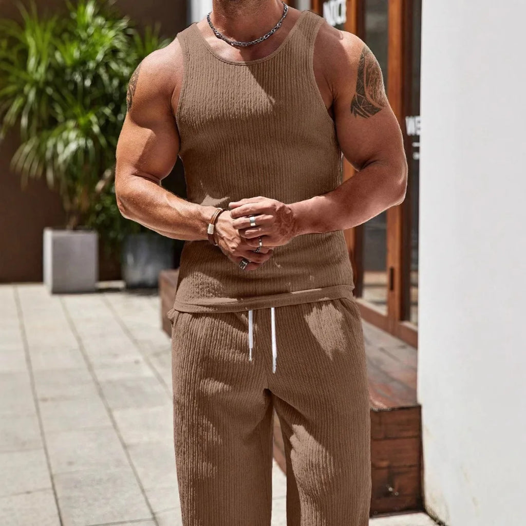 Men's Summer Knit Tank Top and Pants set