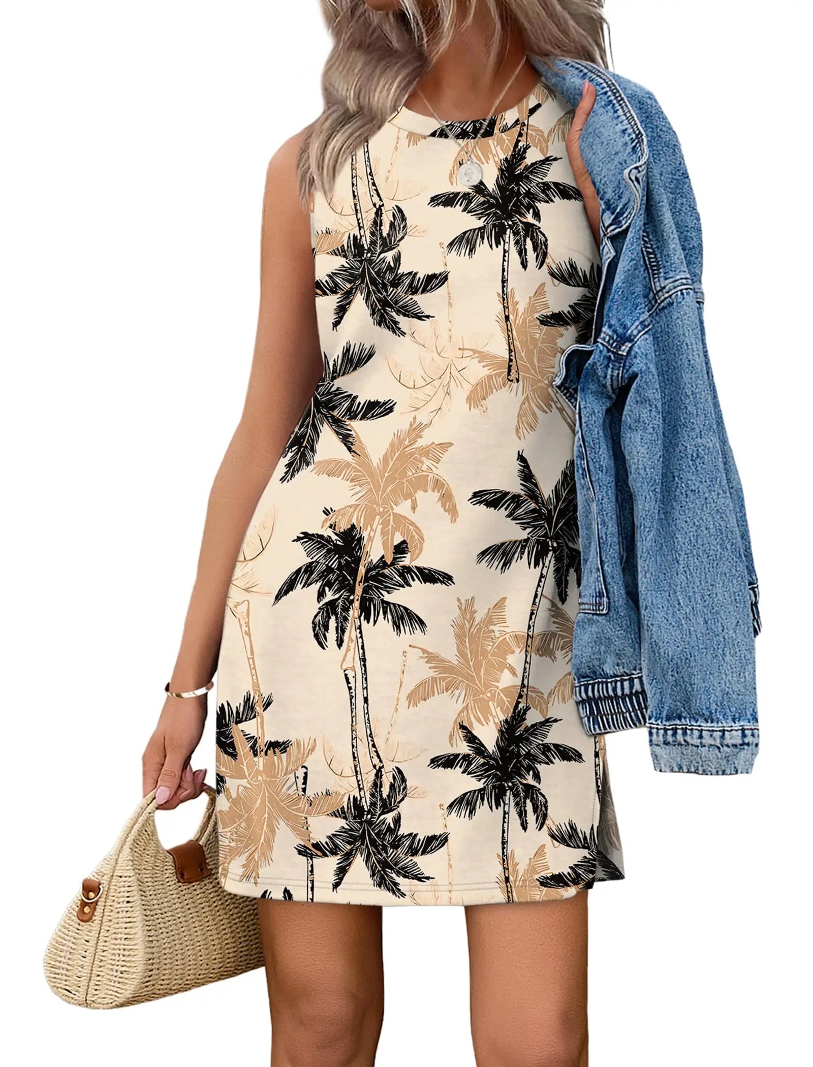 Women\'s Casual Sleeveless Crewneck Dress