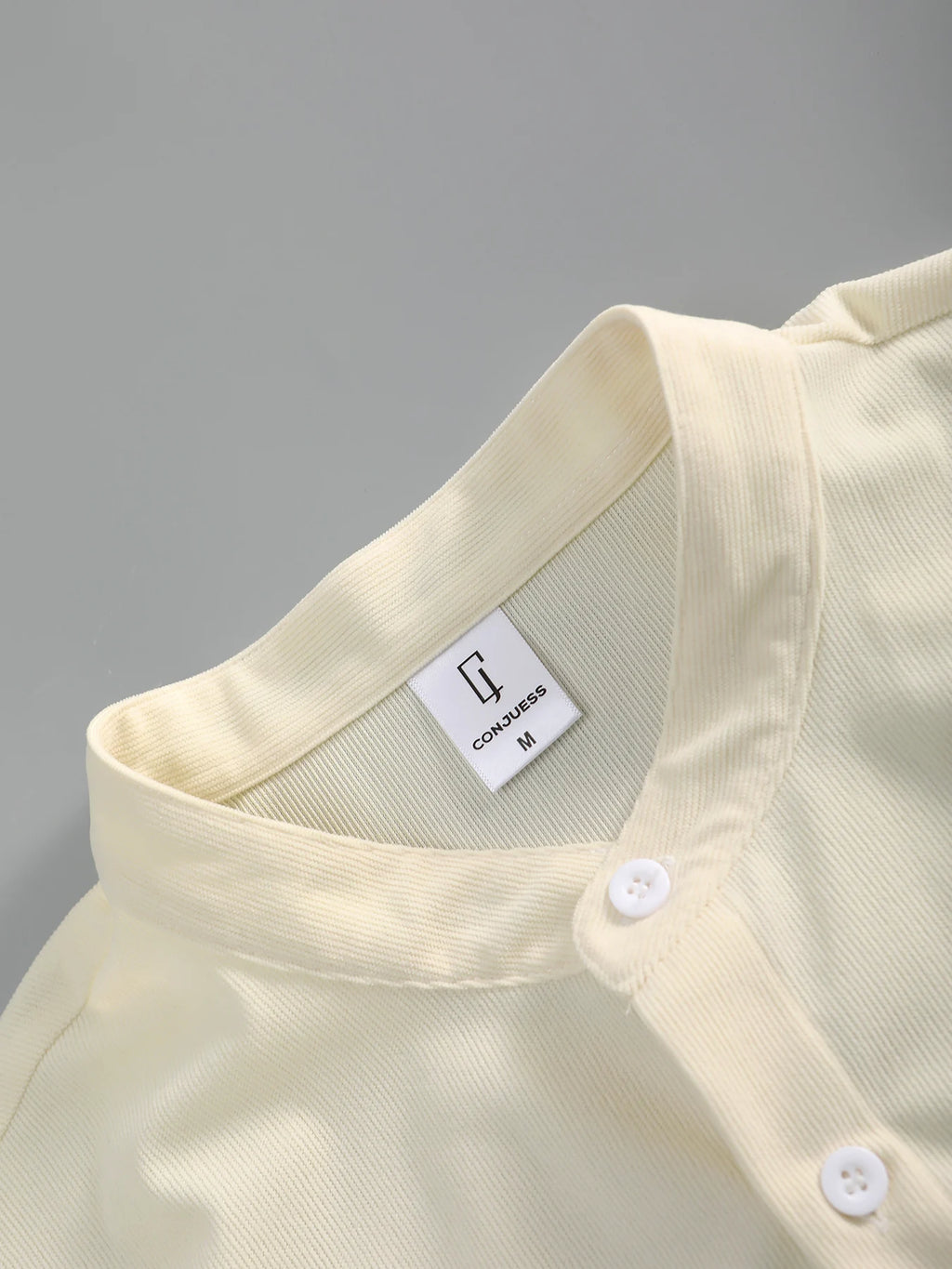 Men's Summer Chinese Style Set, Off-White Stand Collar Short Sleeve Shirt + Shorts