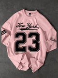 Men's Casual #23 Graphic Print Crew Neck Short Sleeve T-Shirt, Y2K Style, Pink