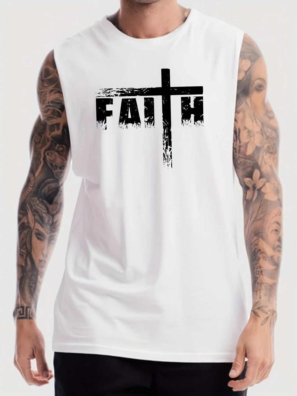 Men's "FAITH" Cross Fitness Tank Top