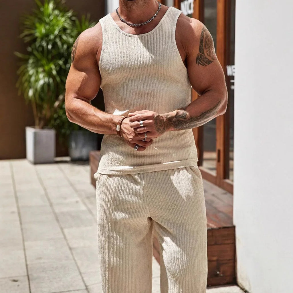 Men's Summer Knit Tank Top and Pants set