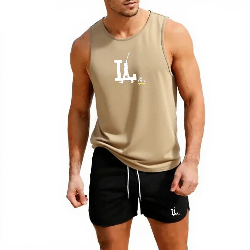 Men's "LA" Baseball Fitness Tank Top and Short set
