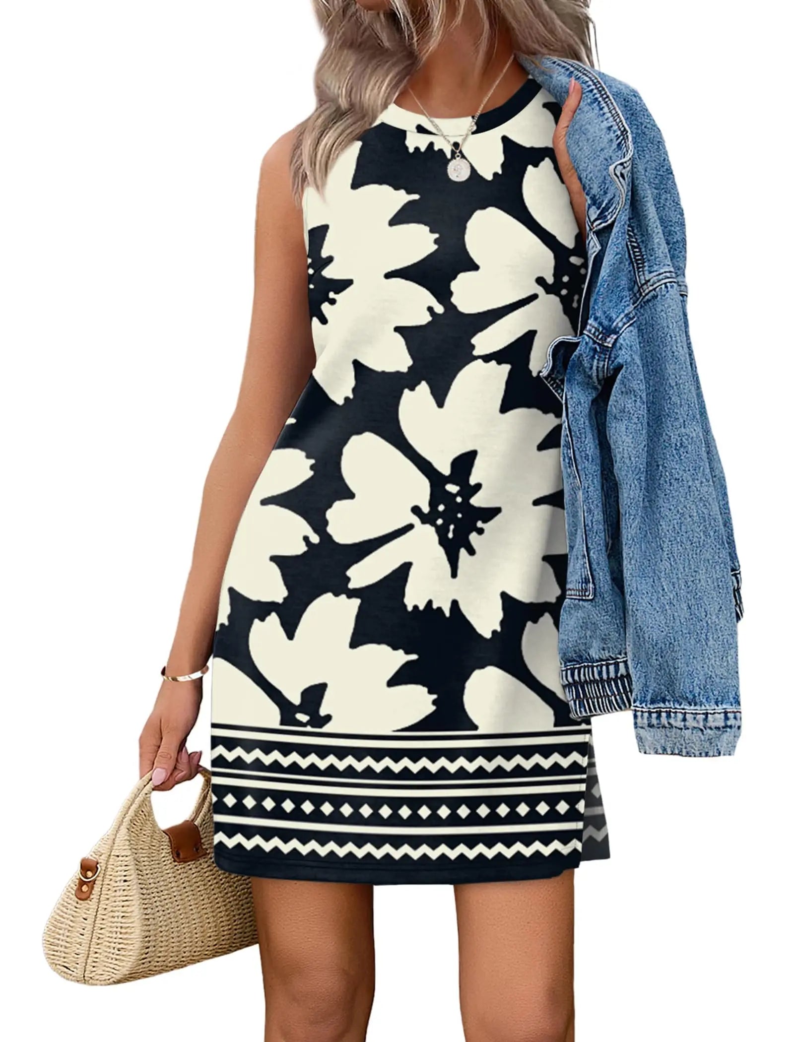 Women\'s Casual Sleeveless Crewneck Dress