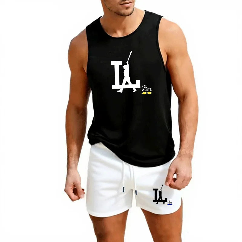 Men's "LA" Baseball Fitness Tank Top and Short set