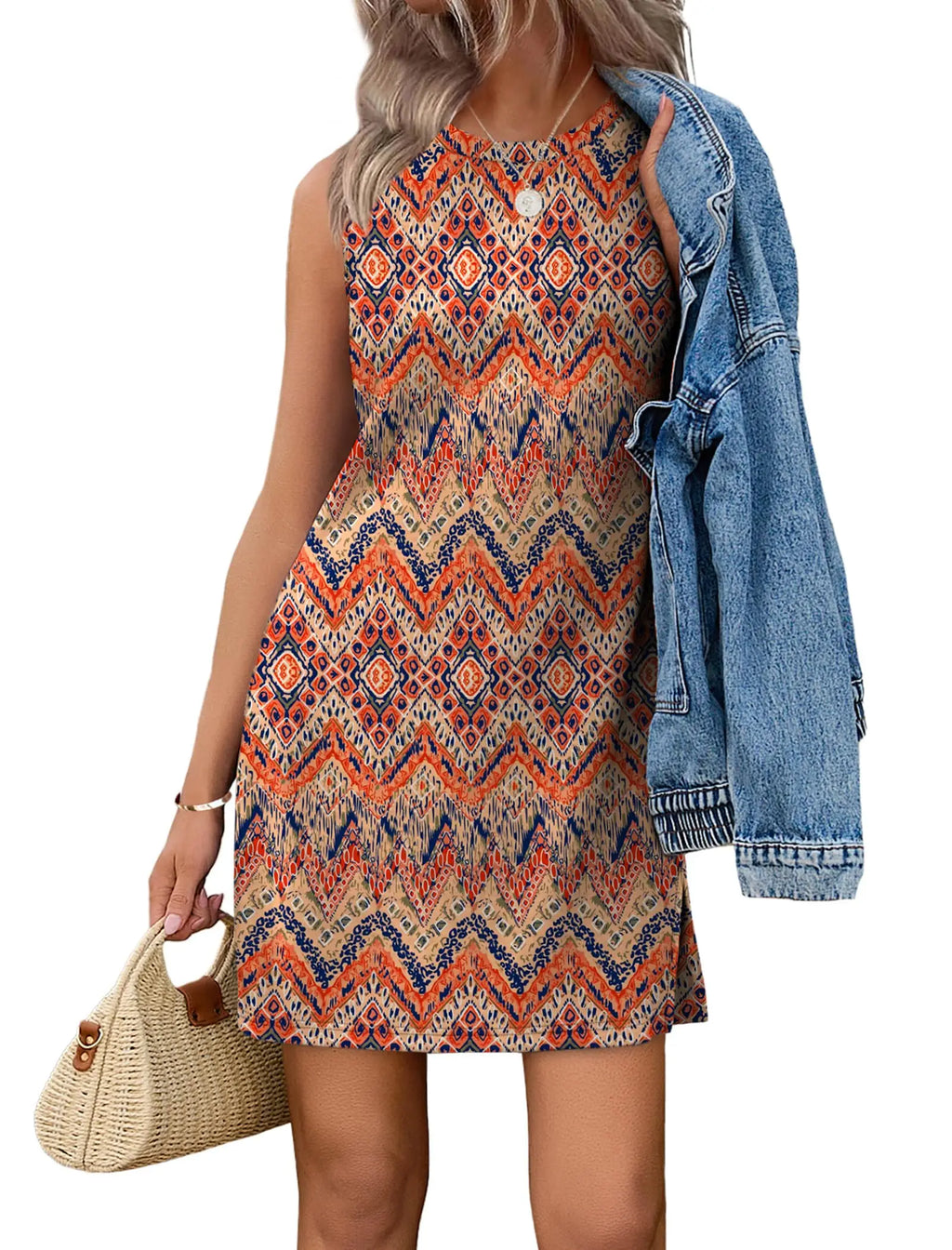 Women\'s Casual Sleeveless Crewneck Dress