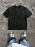 Men's Distressed Black T-Shirt with 3D Butterfly Back Design, Loose Fit Casual Streetwear