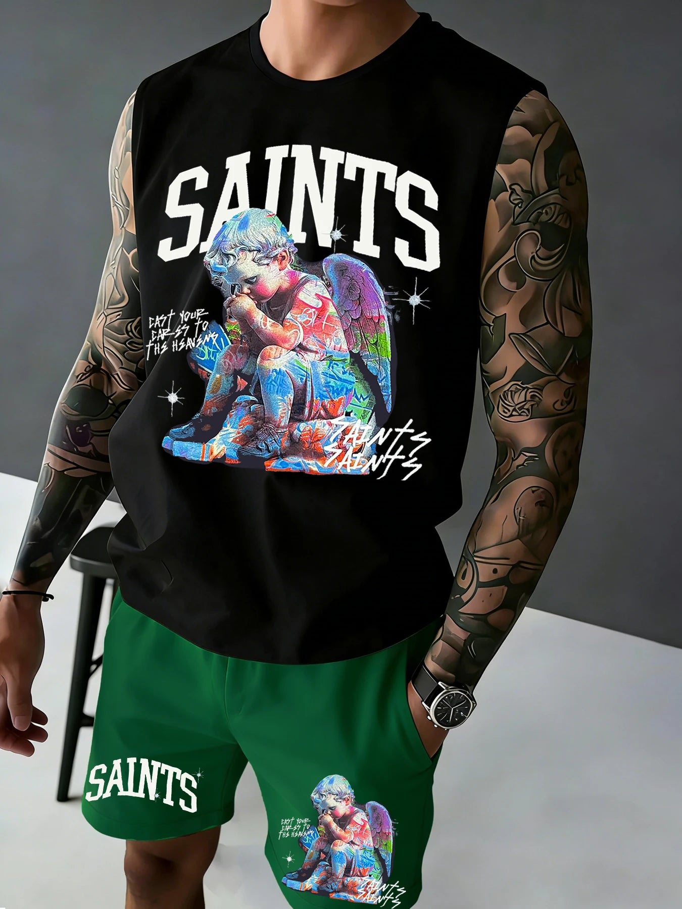 Men's "SAINTS" Angel Fitness Tank Top