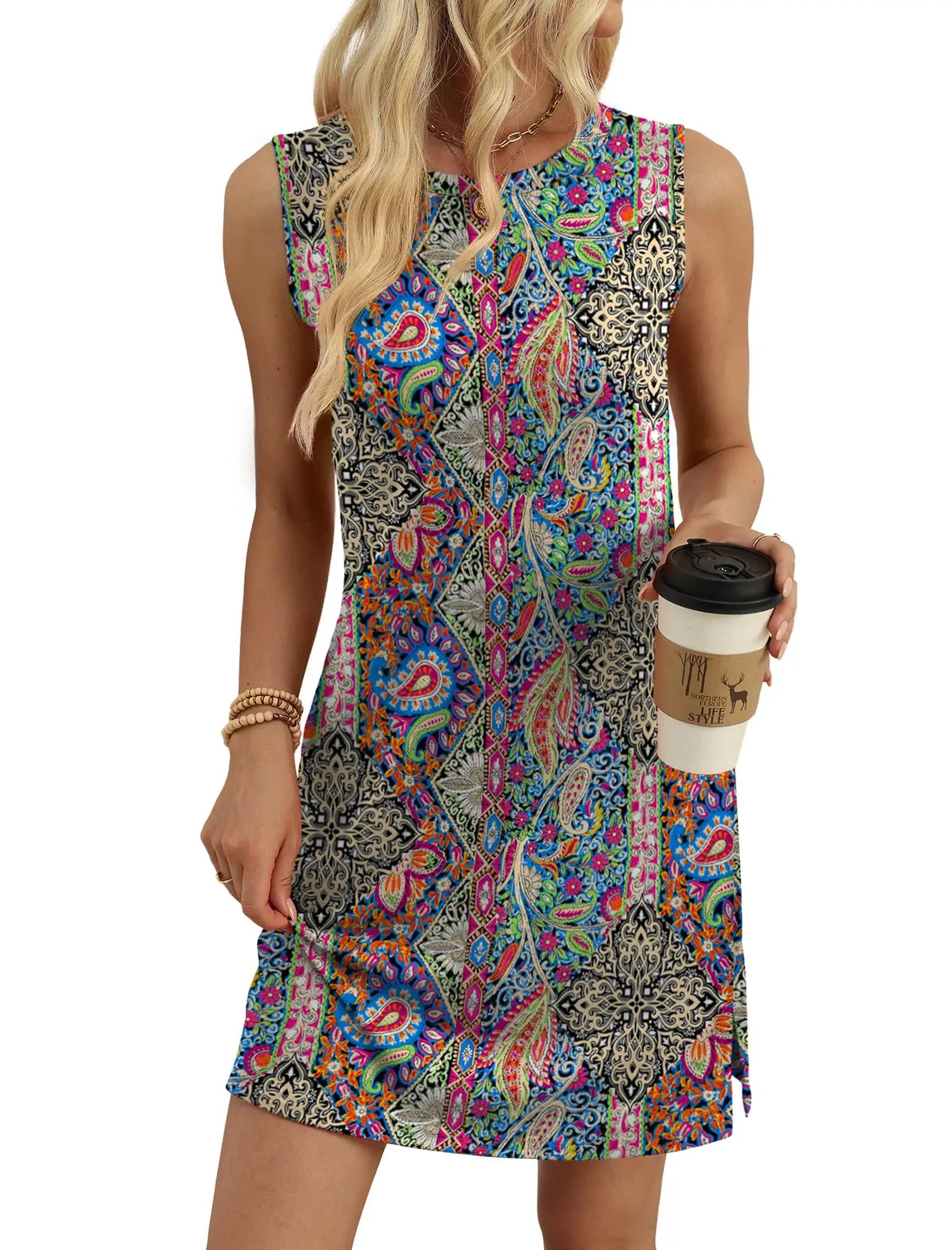 Women\'s Casual Sleeveless Crewneck Dress
