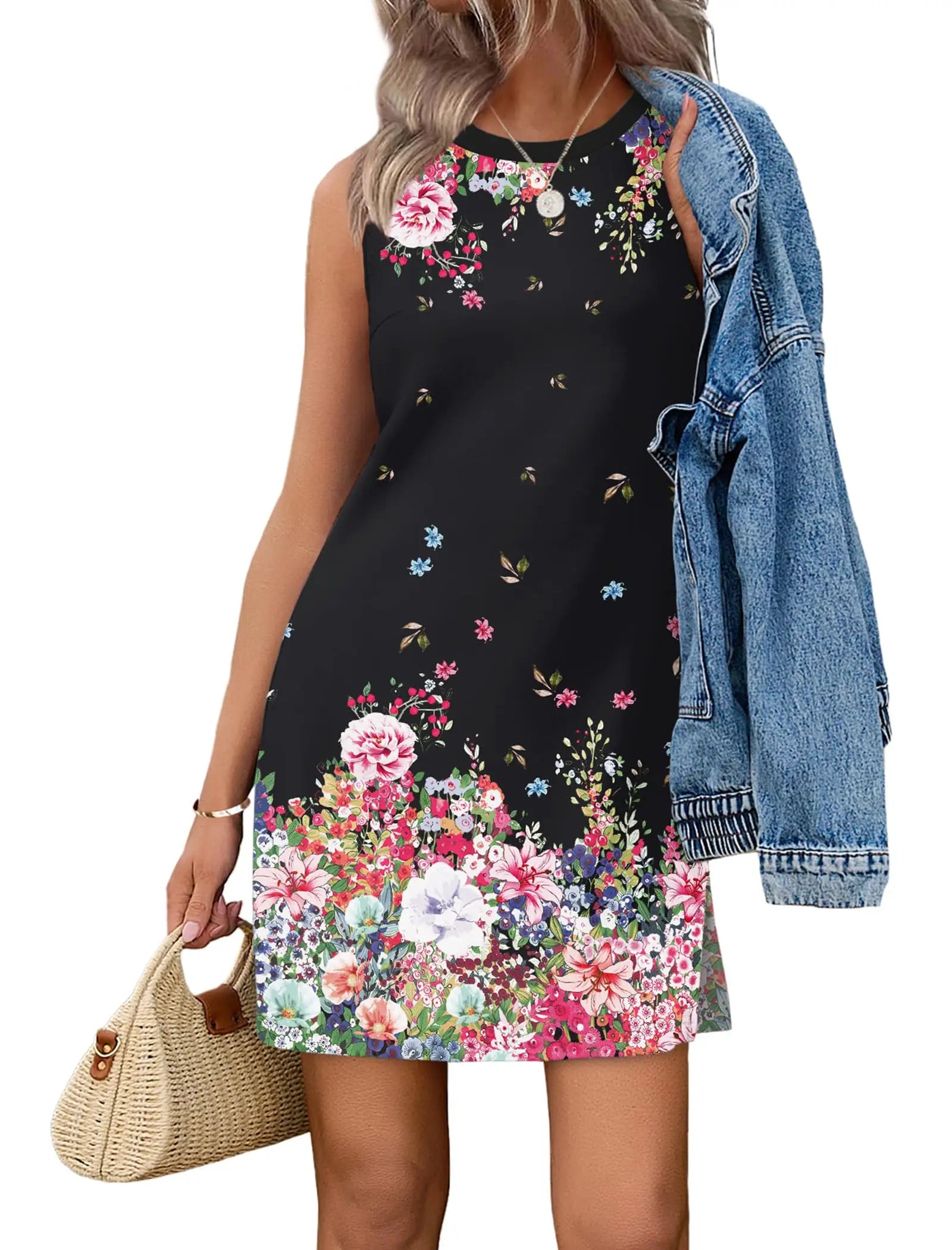 Women\'s Casual Sleeveless Crewneck Dress