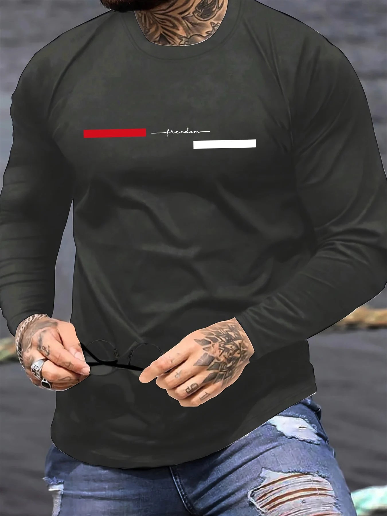 Men's Cotton "Freedom" Long Sleeve Shirt