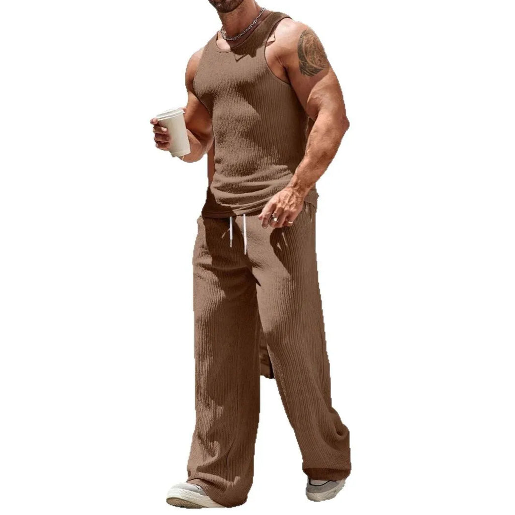 Men's Summer Knit Tank Top and Pants set