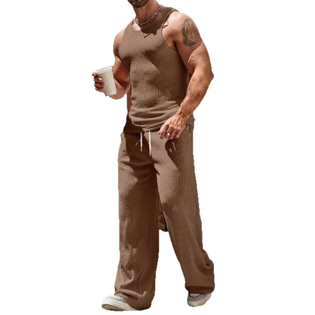 Men's Summer Knit Tank Top and Pants set