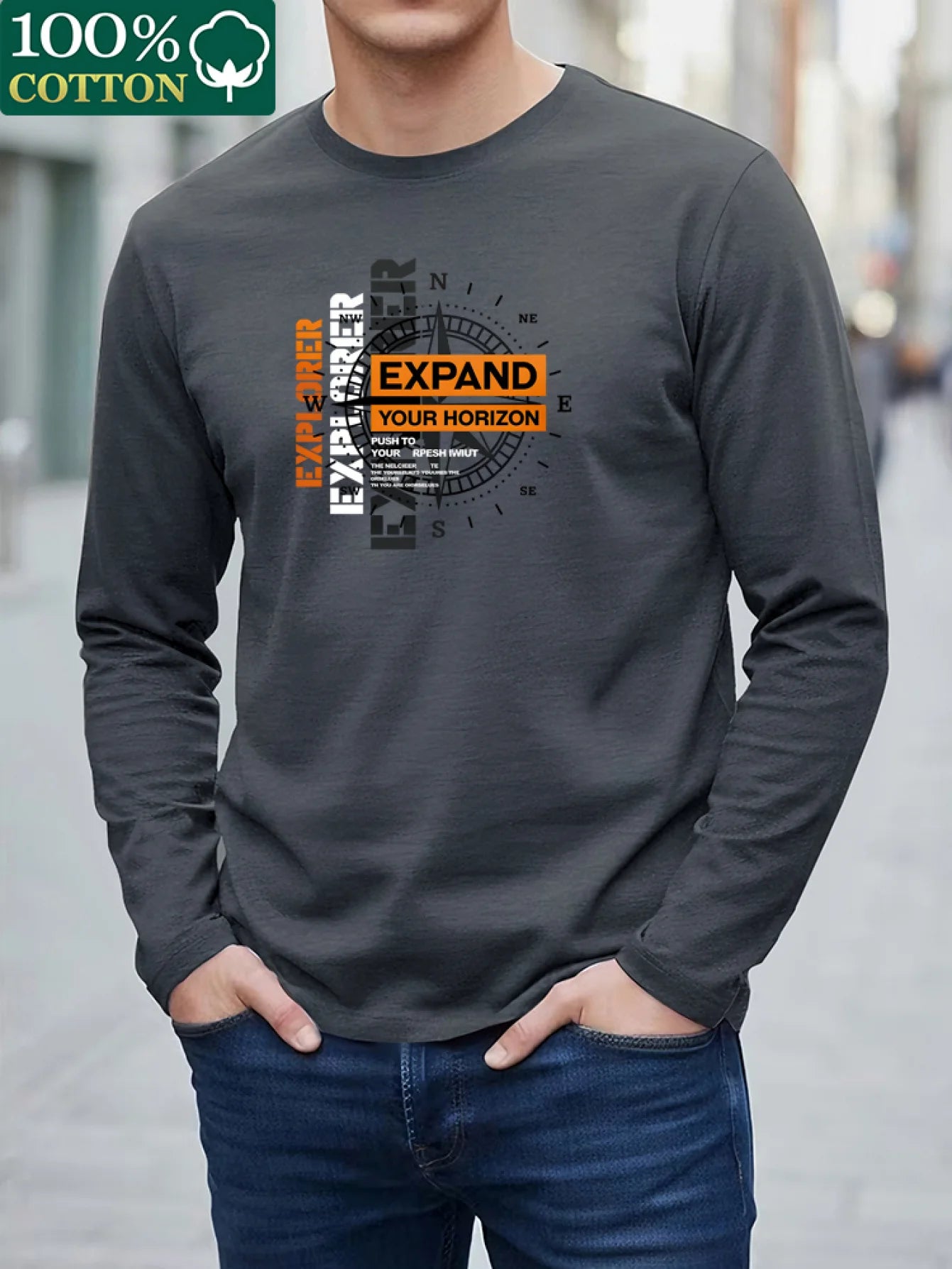 Men's Cotton "Expand Your Vision" Long Sleeve Shirt
