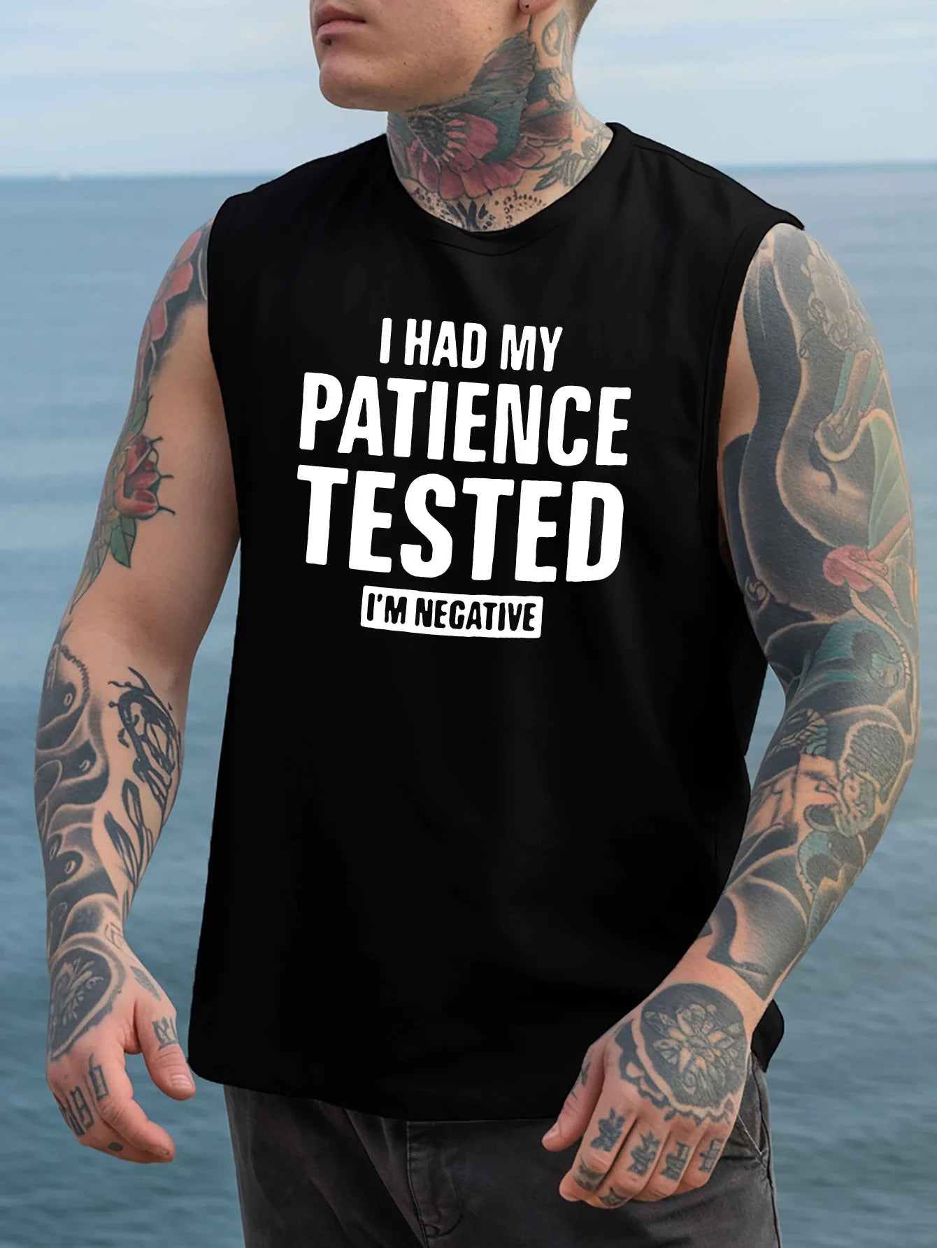 Men's " I Had My Patience Tested, I'm Negative" Fitness Tank Top