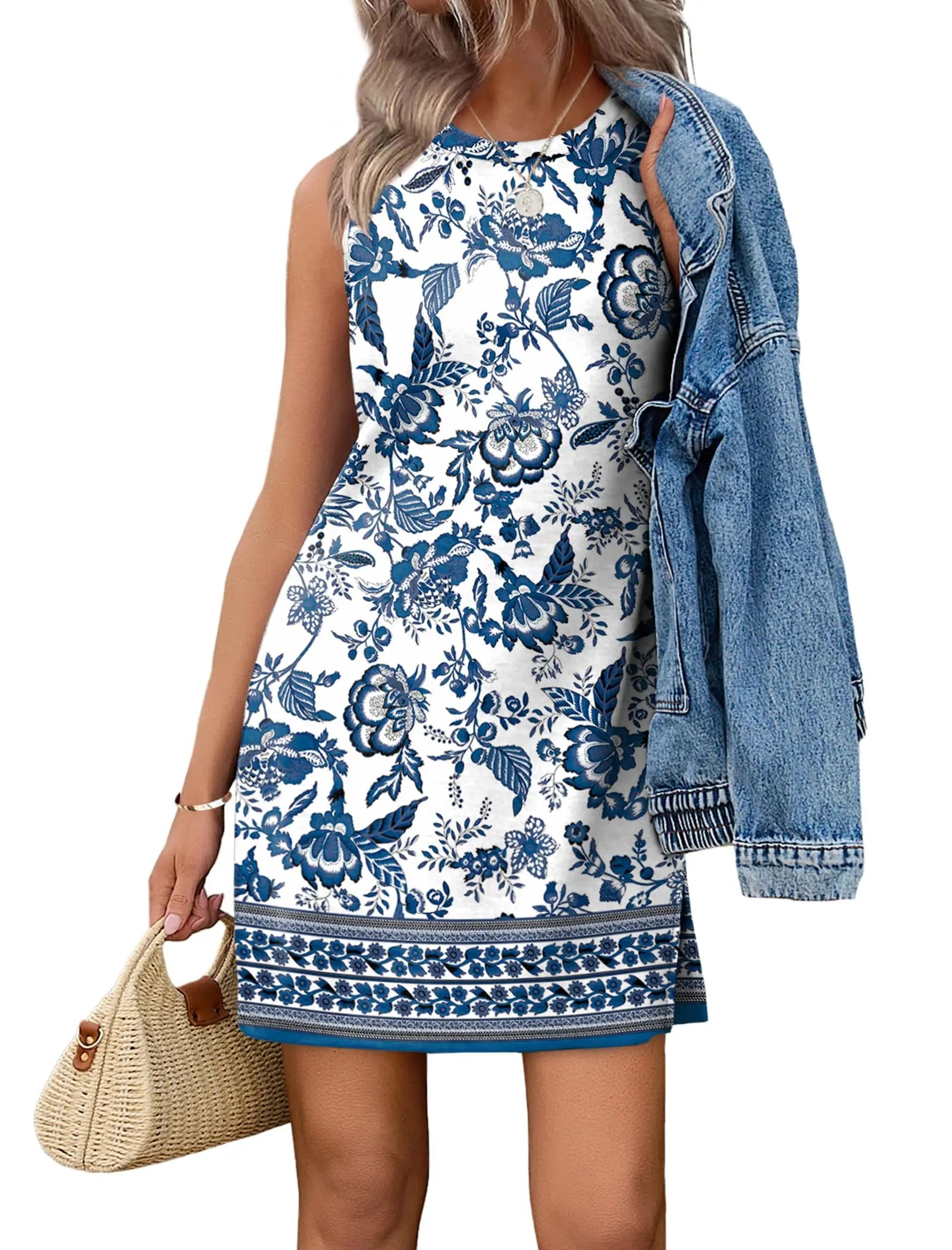Women\'s Casual Sleeveless Crewneck Dress