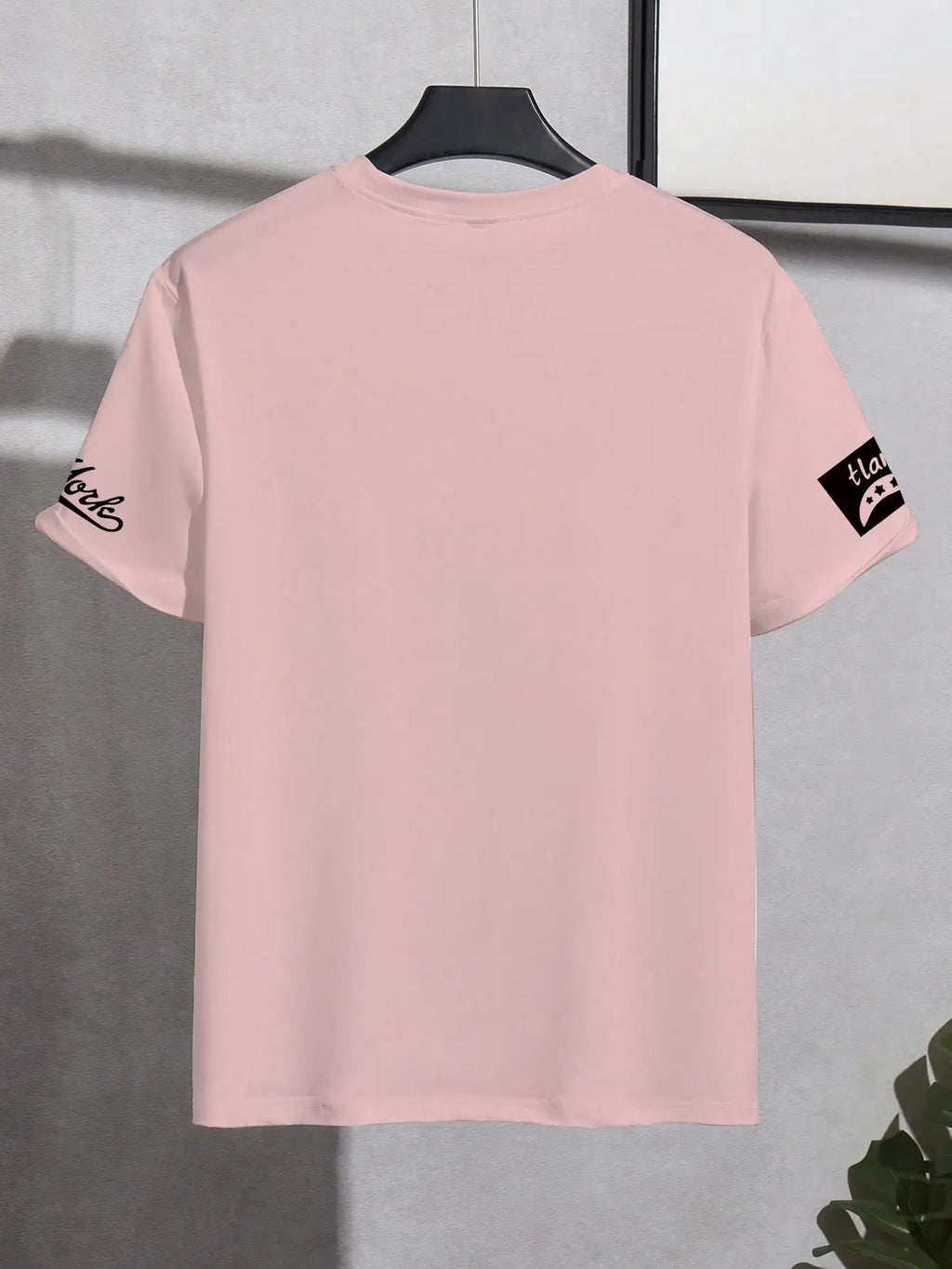 Men's Casual #23 Graphic Print Crew Neck Short Sleeve T-Shirt, Y2K Style, Pink
