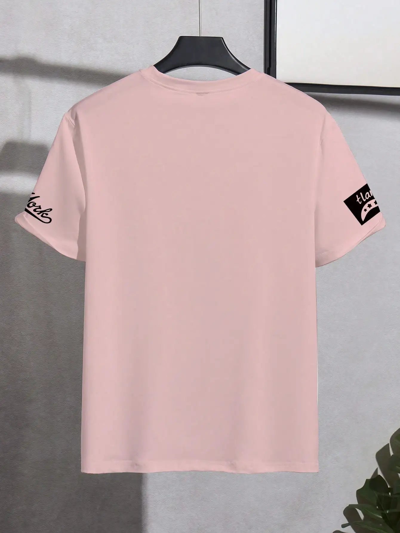 Men's Casual #23 Graphic Print Crew Neck Short Sleeve T-Shirt, Y2K Style, Pink