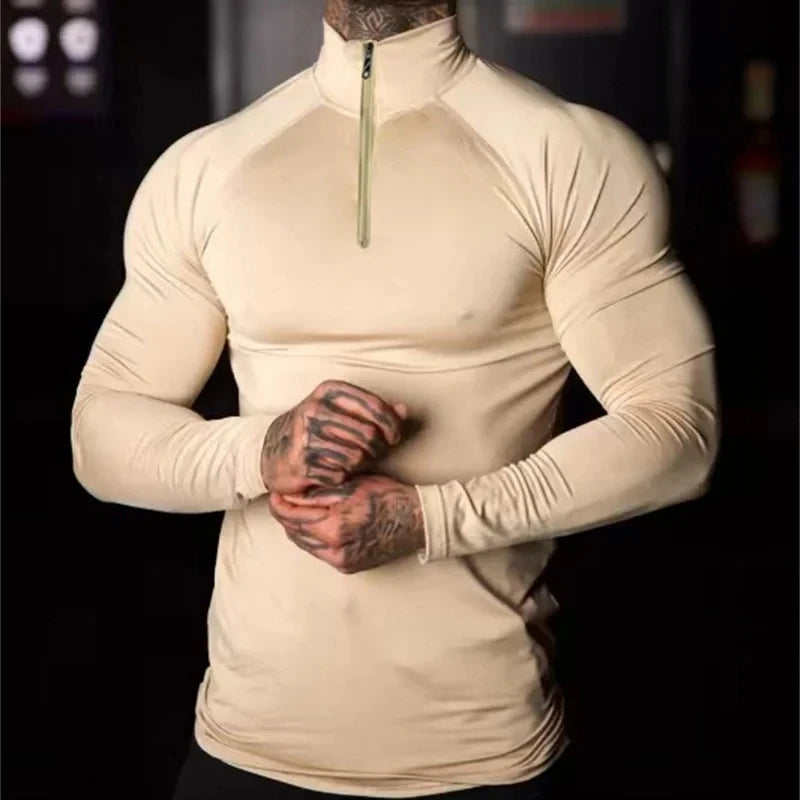 Men's Tight Compression 1/4 Zip Athletic long Sleeve