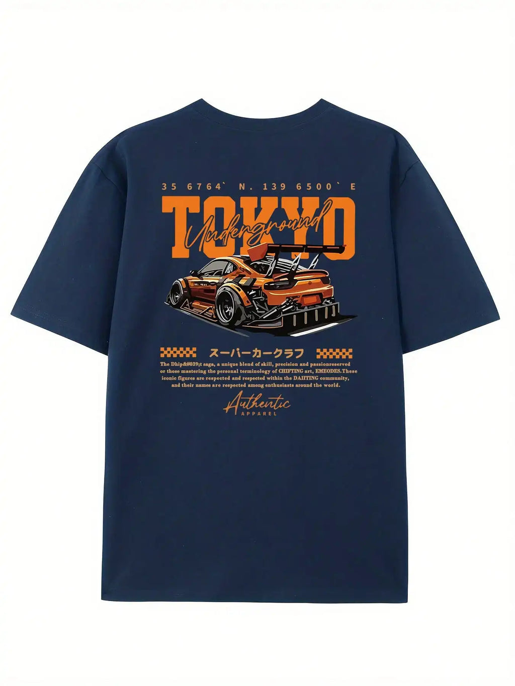 Men's Loose Fit Graphic T-Shirt with Tokyo Street Car Design, Casual Summer Wear
