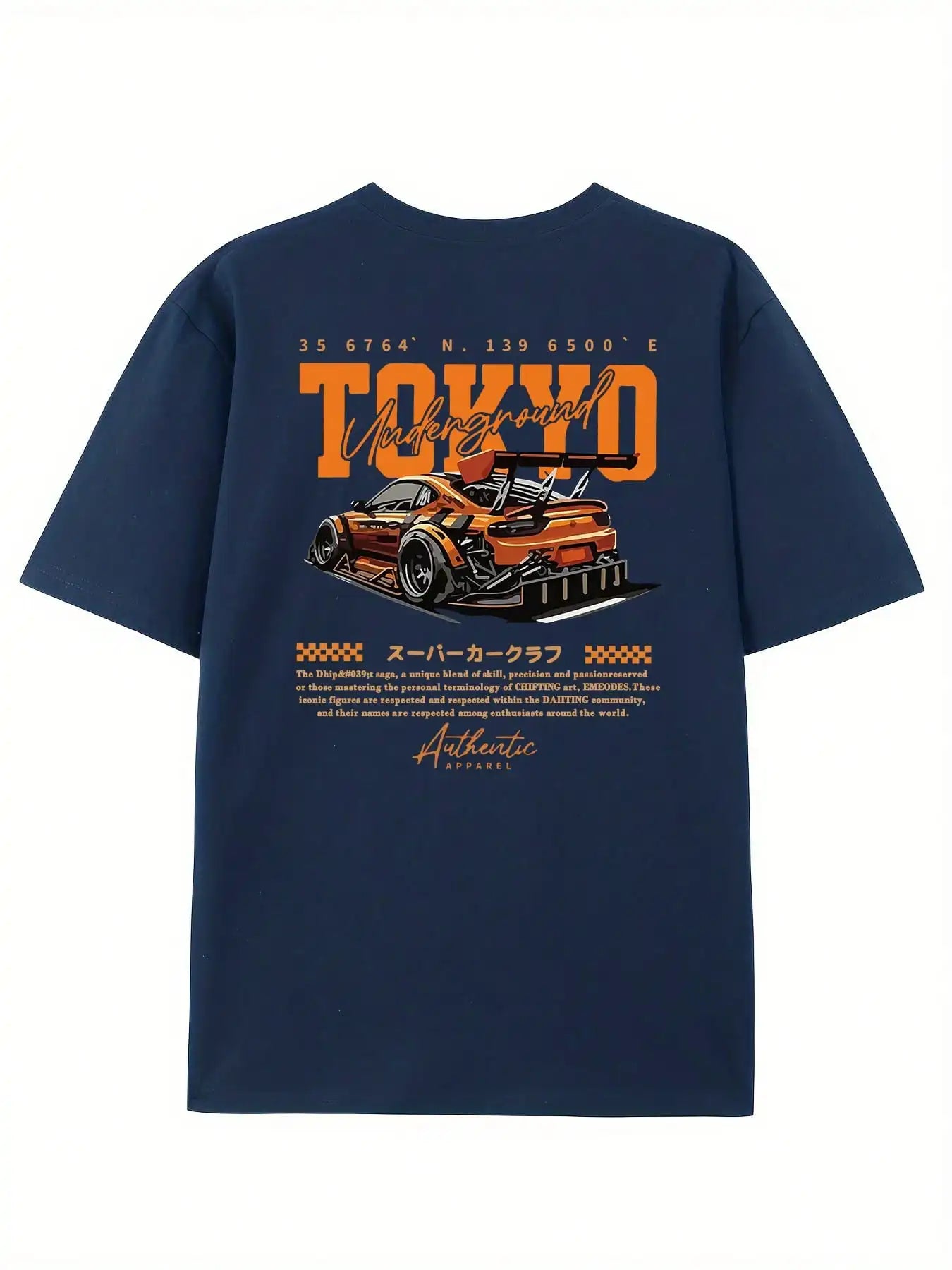 Men's Loose Fit Graphic T-Shirt with Tokyo Street Car Design, Casual Summer Wear