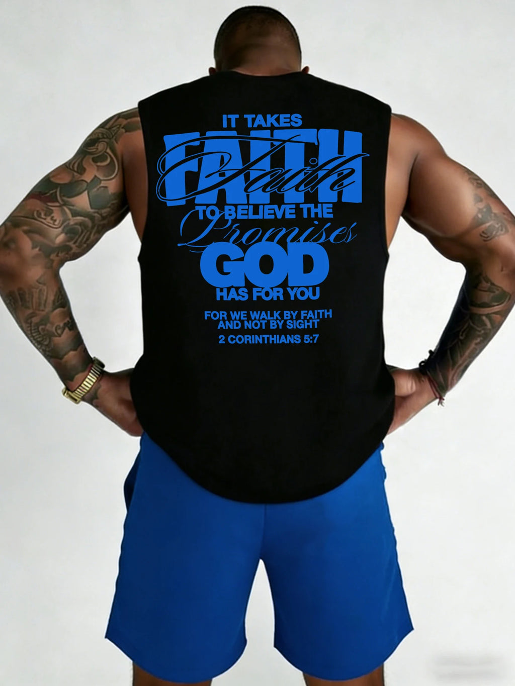 Men's "2 Corintians 5:7" Verse Fitness Tank Top