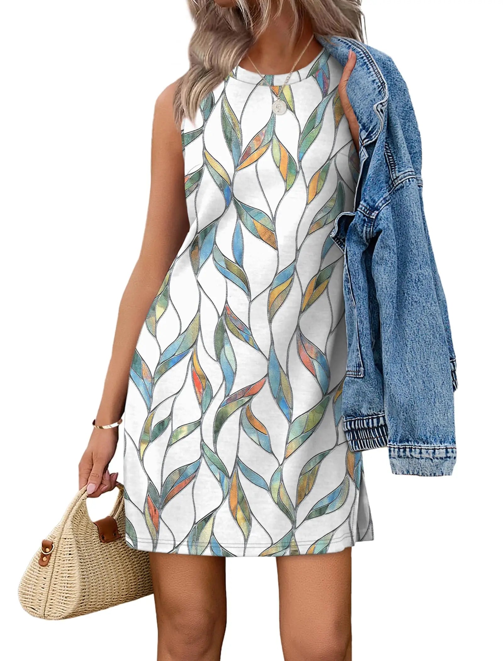 Women\'s Casual Sleeveless Crewneck Dress