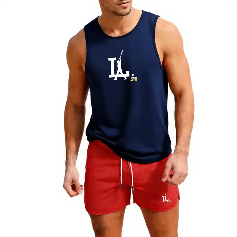 Men's "LA" Baseball Fitness Tank Top and Short set