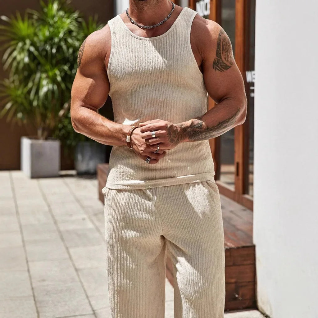 Men's Summer Knit Tank Top and Pants set