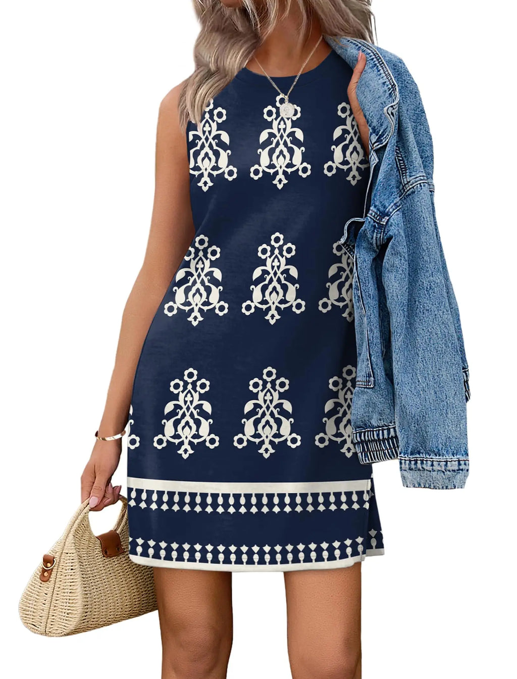 Women\'s Casual Sleeveless Crewneck Dress