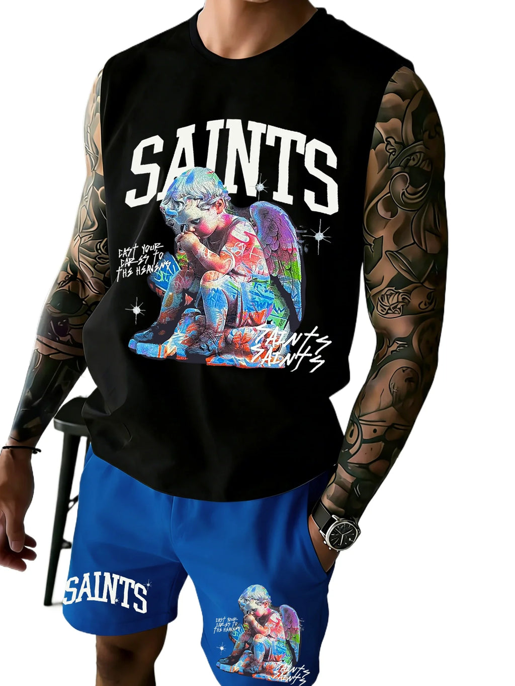 Men's "SAINTS" Angel Fitness Tank Top