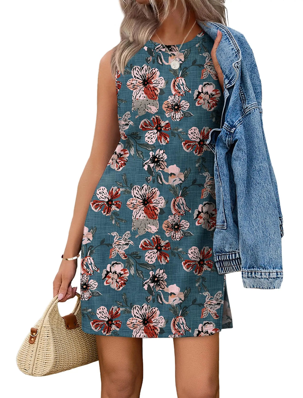 Women\'s Casual Sleeveless Crewneck Dress