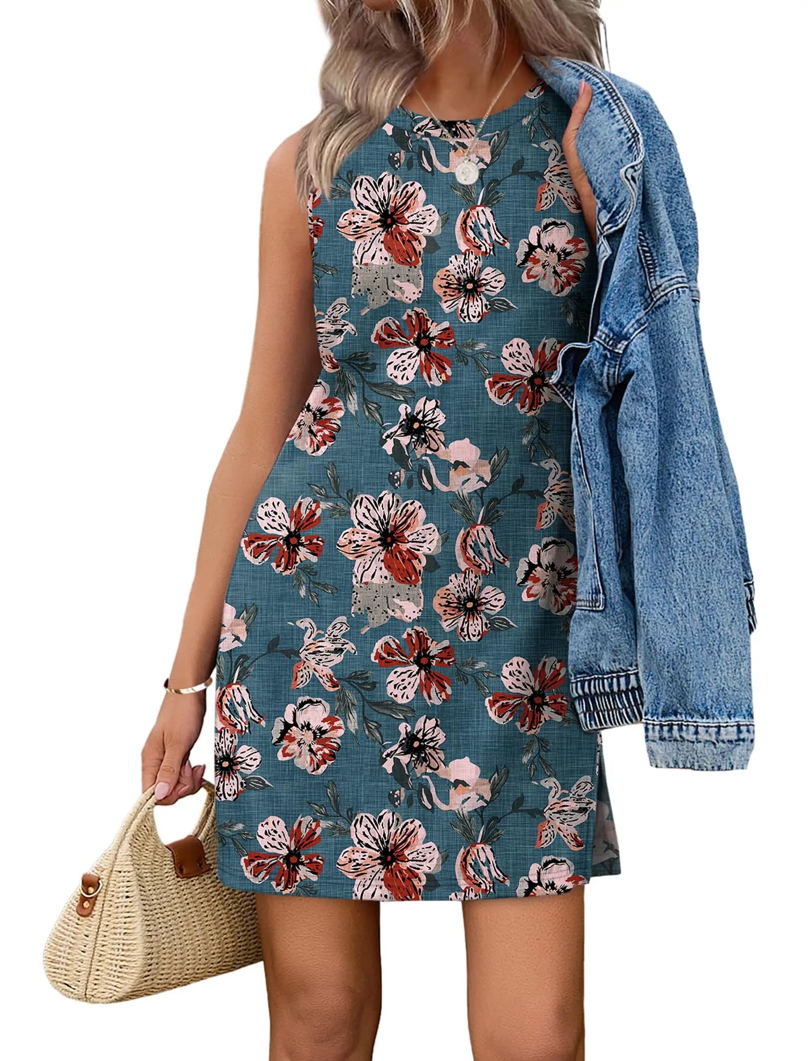 Women\'s Casual Sleeveless Crewneck Dress