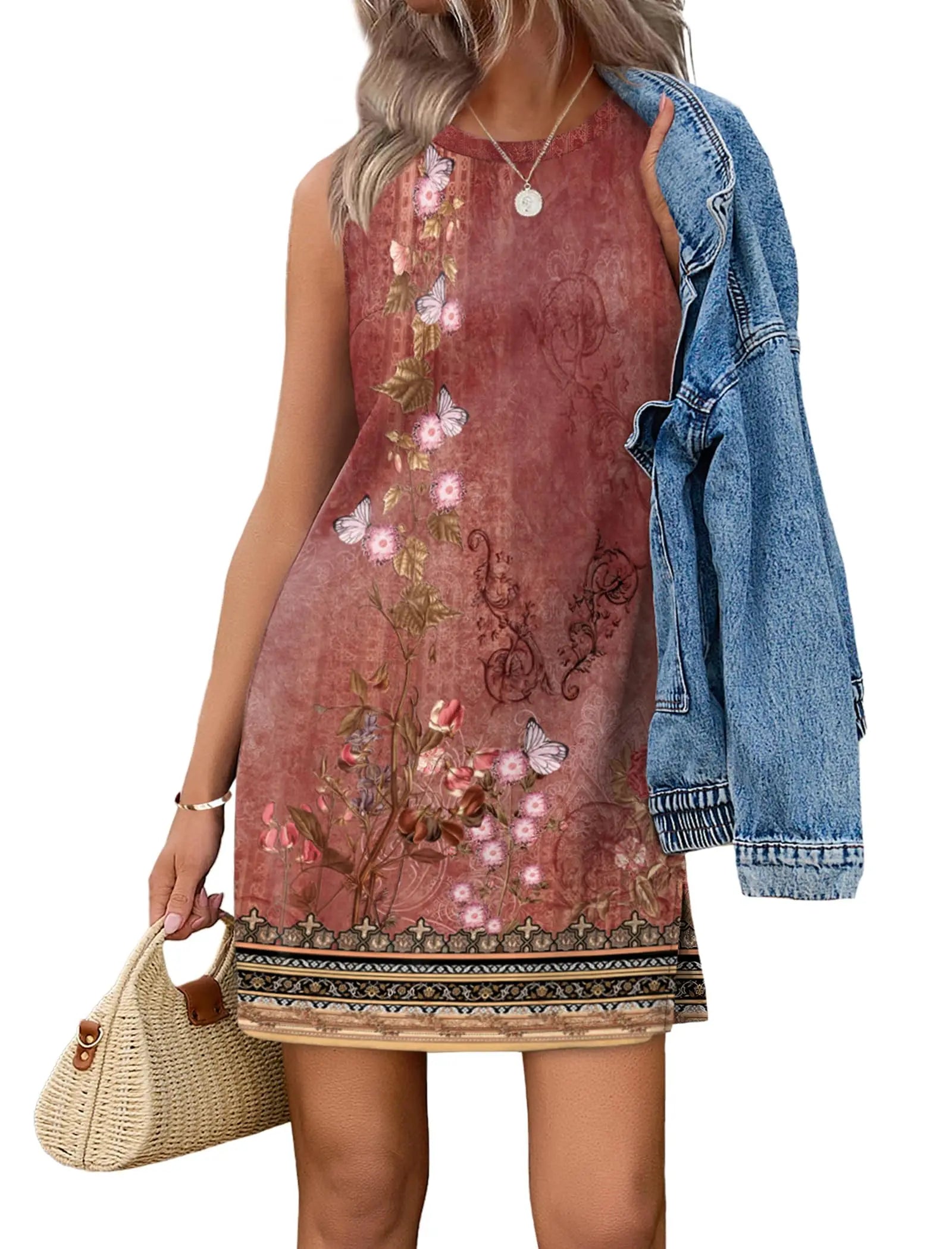Women\'s Casual Sleeveless Crewneck Dress