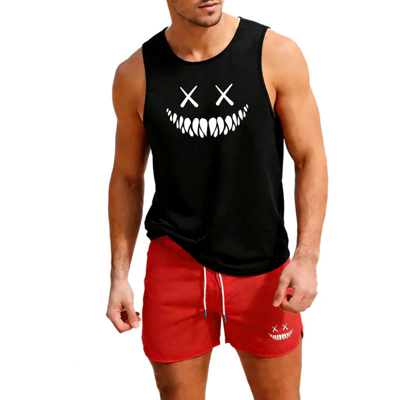Men's Trendy Smile Tank Top and Short Set