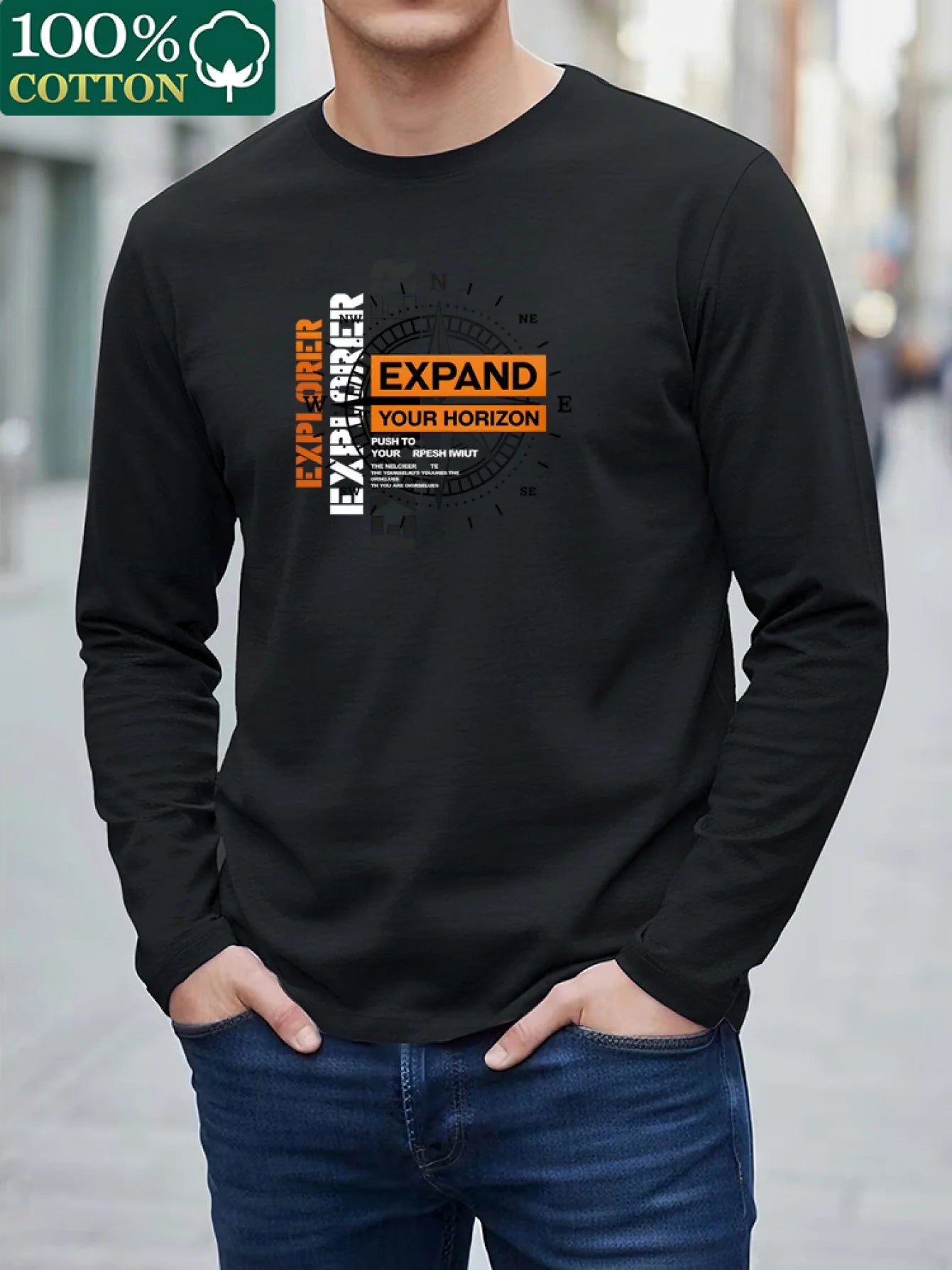 Men's Cotton "Expand Your Vision" Long Sleeve Shirt