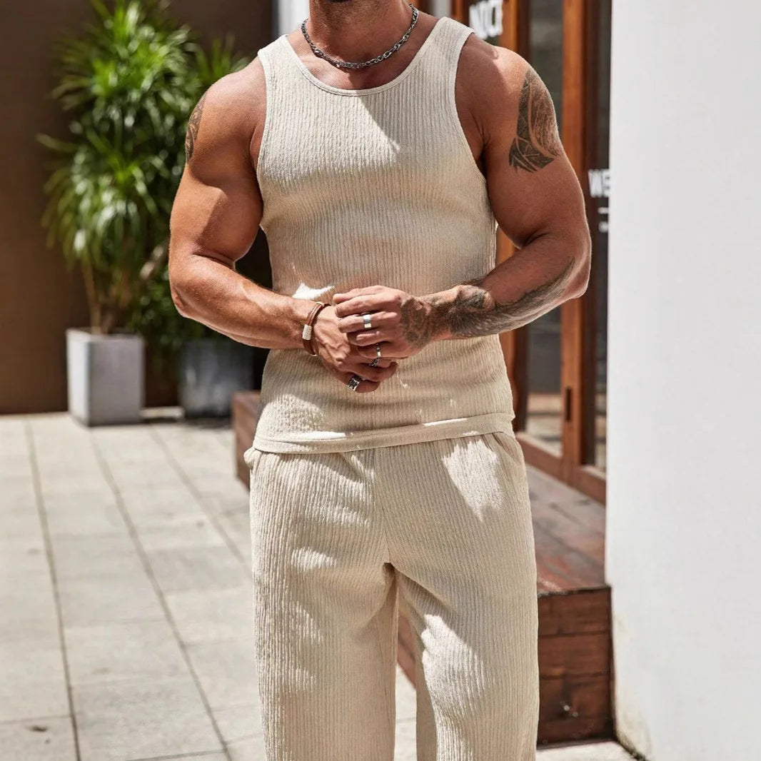 Men's Summer Knit Tank Top and Pants set