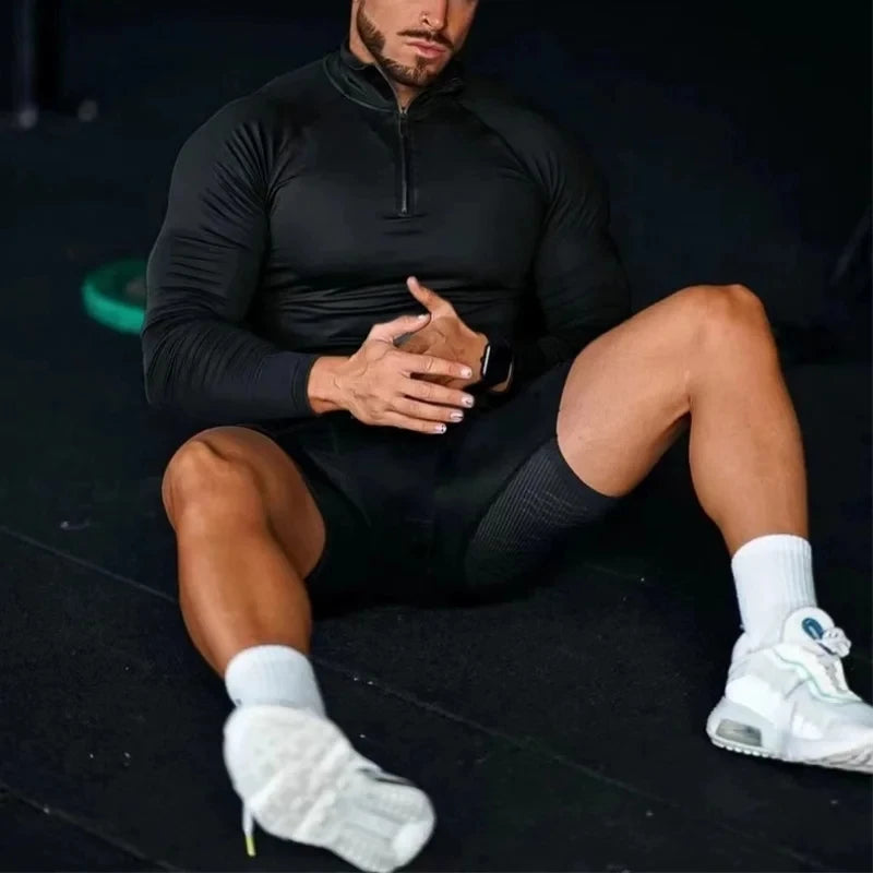 Men's Tight Compression 1/4 Zip Athletic long Sleeve