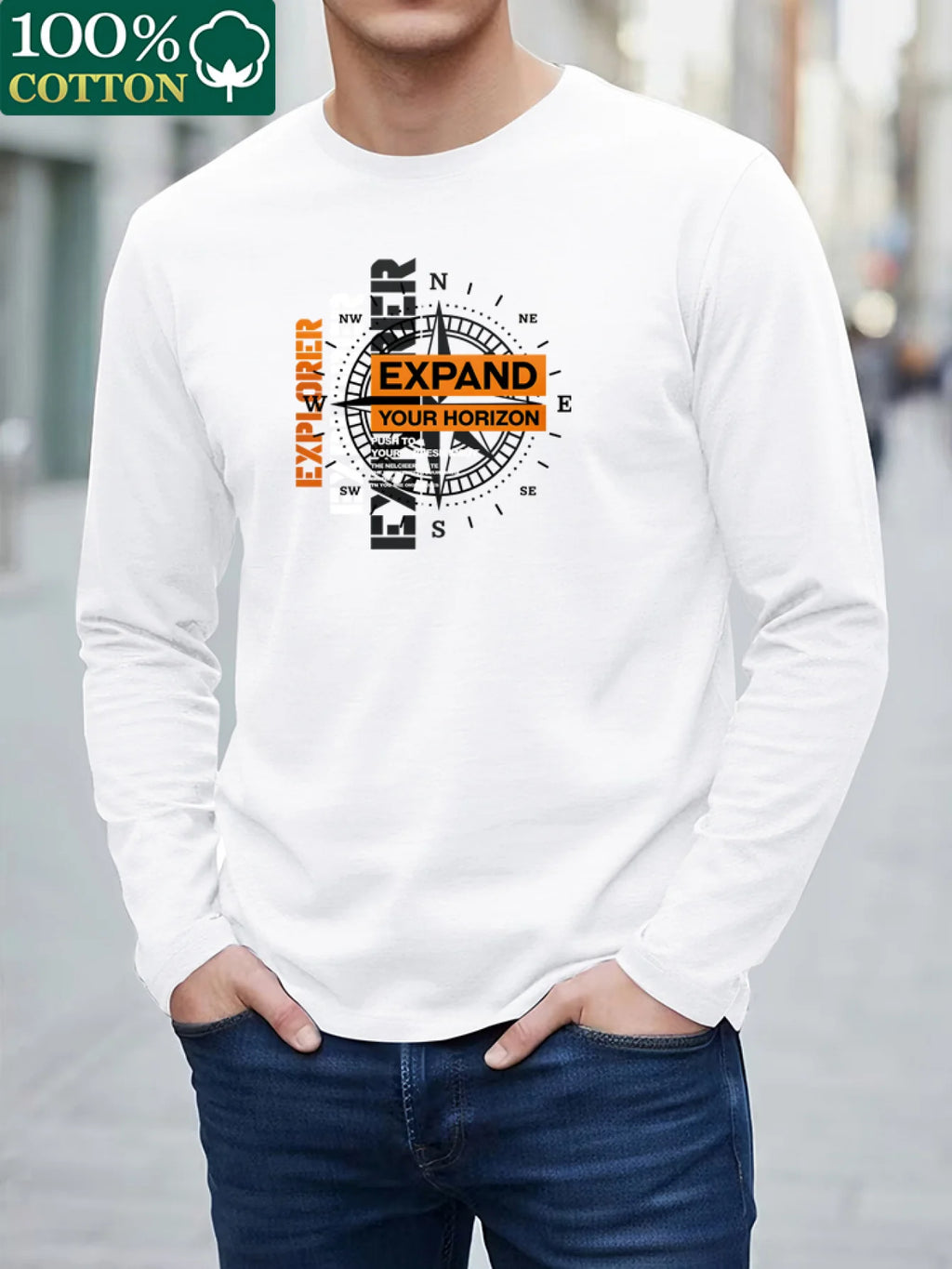 Men's Cotton "Expand Your Vision" Long Sleeve Shirt