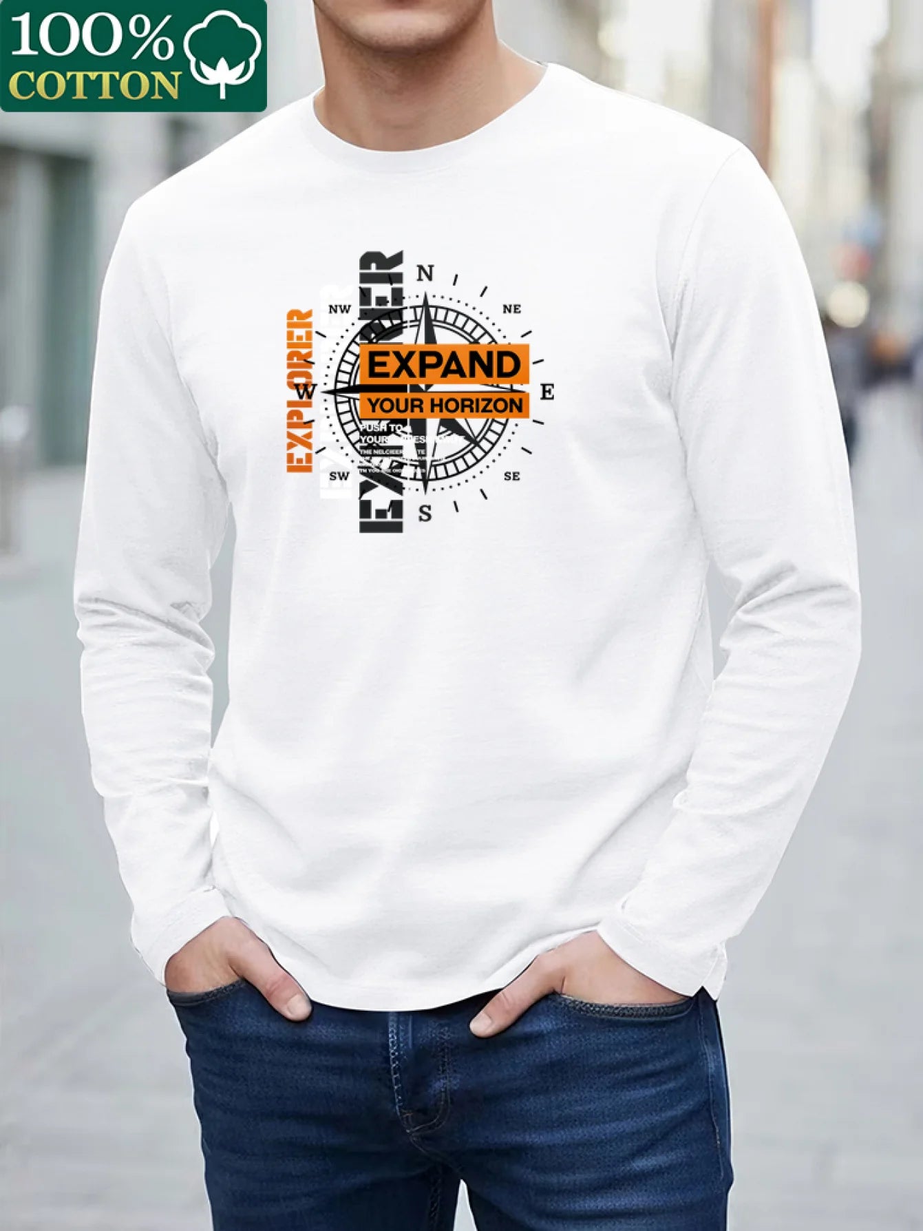 Men's Cotton "Expand Your Vision" Long Sleeve Shirt