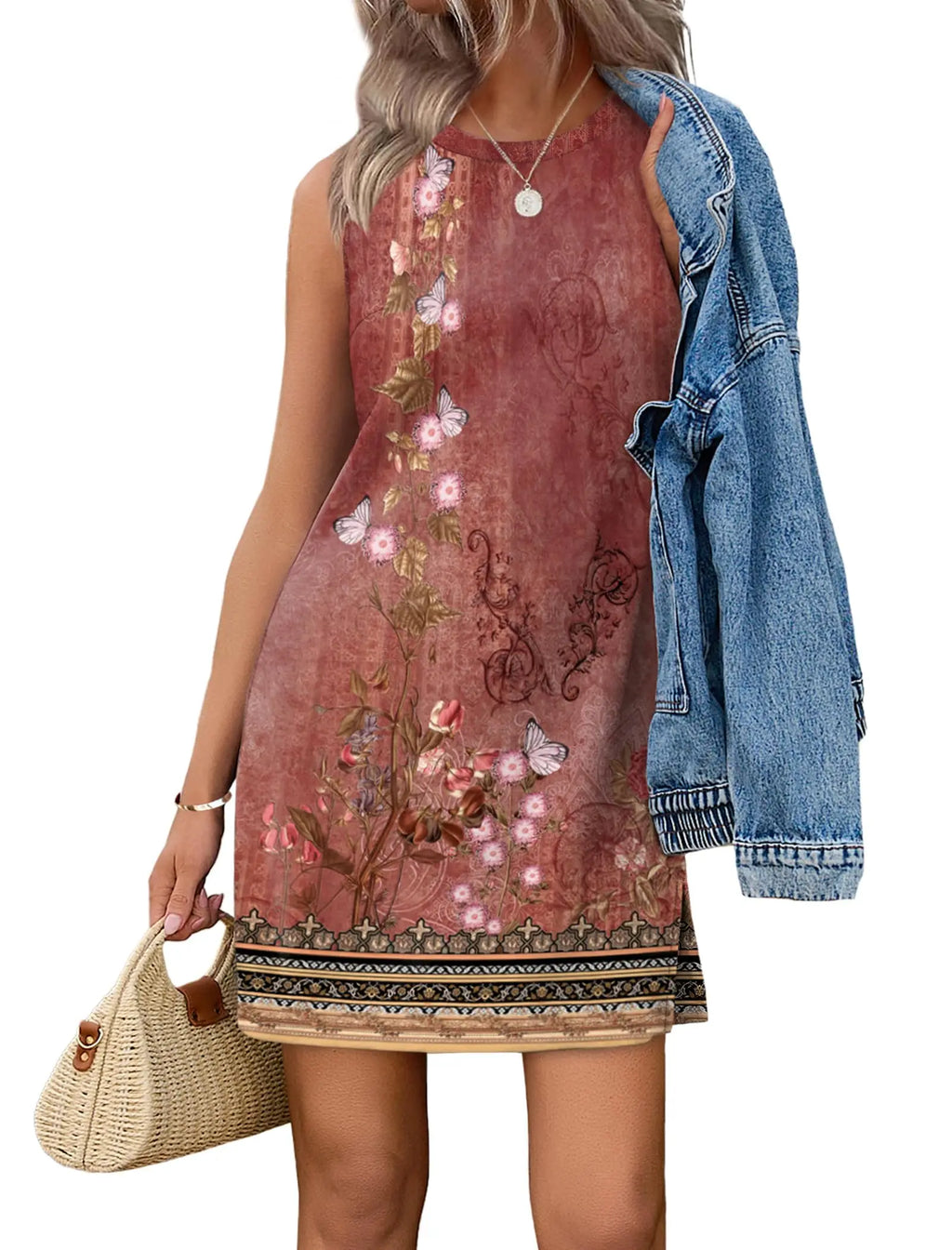 Women\'s Casual Sleeveless Crewneck Dress