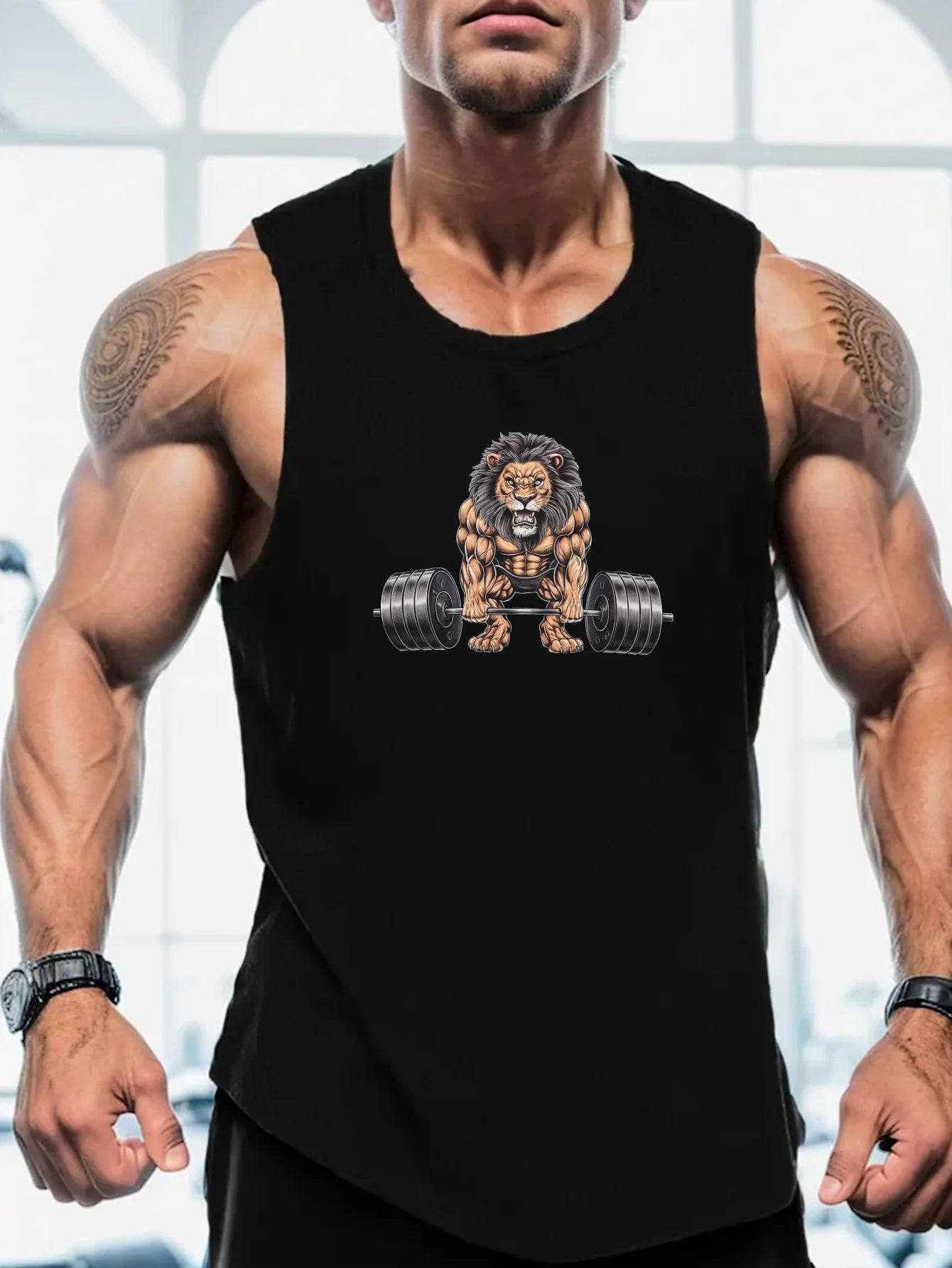 Men's Fitness Lion Barbell Tank Top