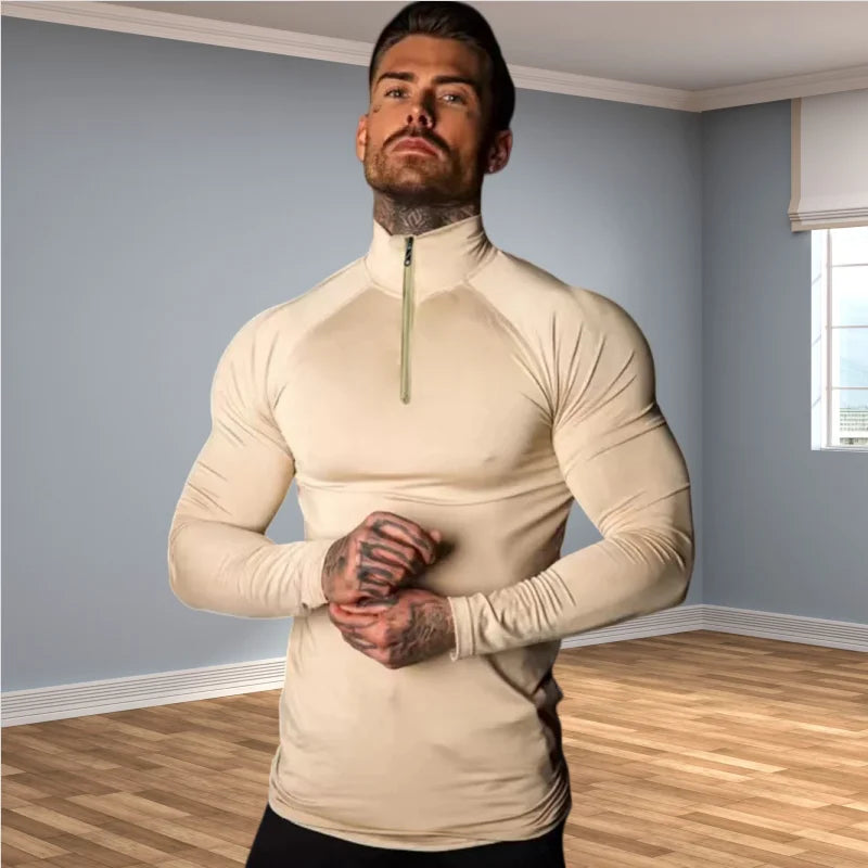 Men's Tight Compression 1/4 Zip Athletic long Sleeve