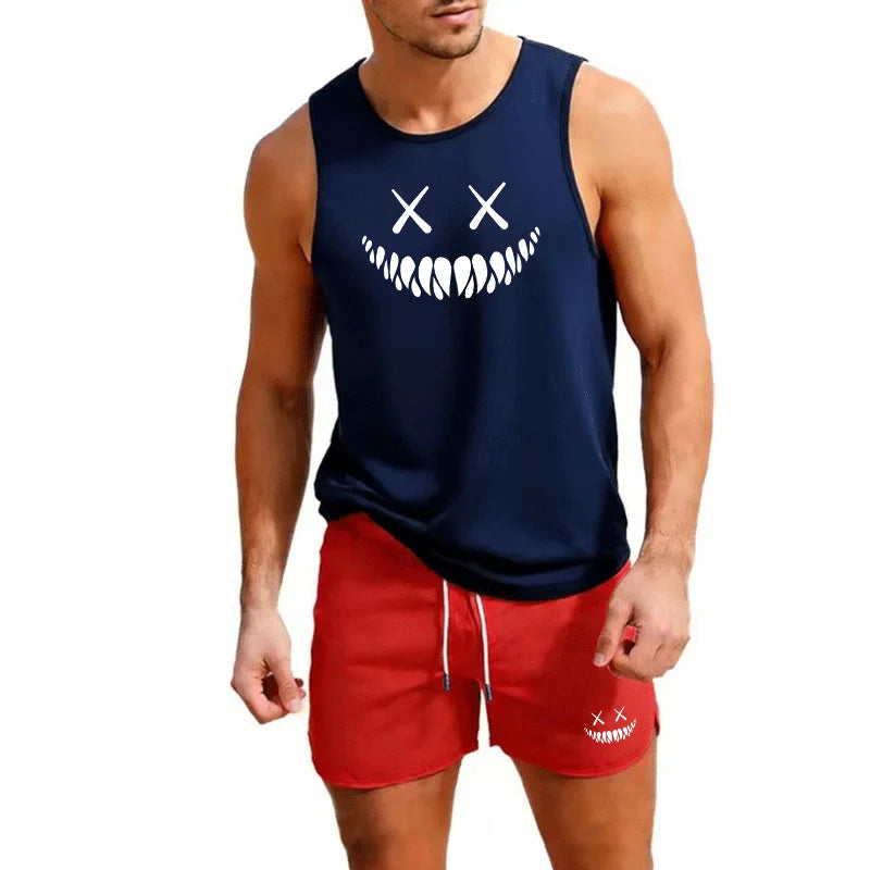 Men's Trendy Smile Tank Top and Short Set