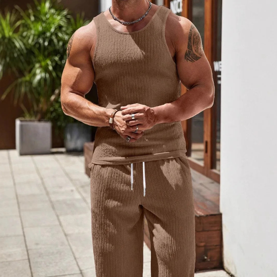 Men's Summer Knit Tank Top and Pants set